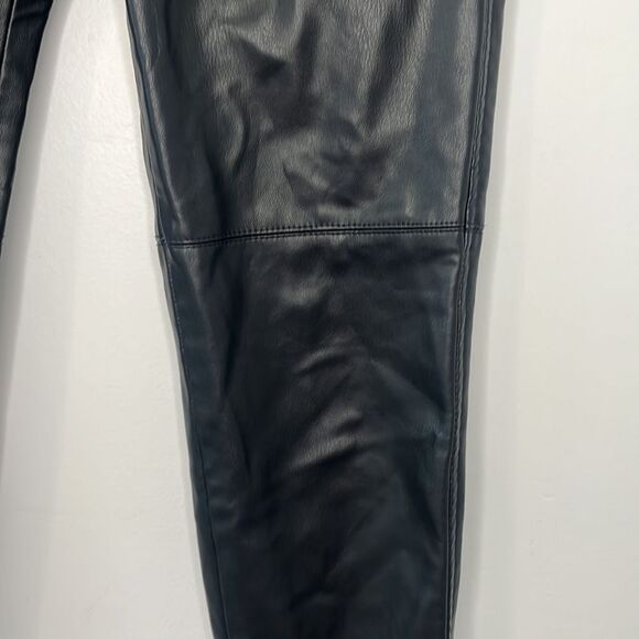 Zara Black Skinny Faux Vegan Leather Pants With Zipper Ankles XS - Picture 3 of 15